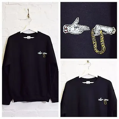 Buy Actual Fact Run The Jewels Embroidered Black Hip Hop Sweatshirt • 30£