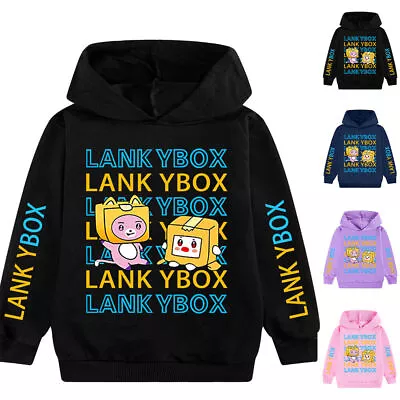 Buy Children Boys Girls Lankybox Hoodies Kids Casual Long Sleeve Hooded Sweatshirt • 12.24£