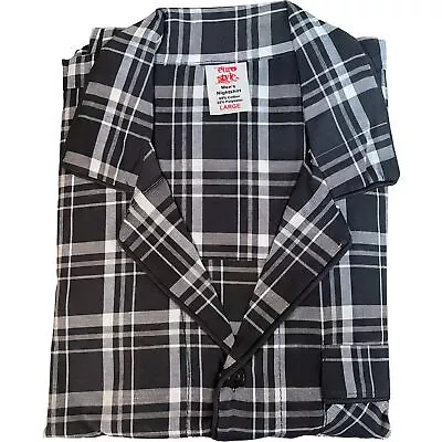 Buy Mens Cotton Pyjamas Check Traditional Button Classic Pyjama Shirt & Bottom Set • 11.99£