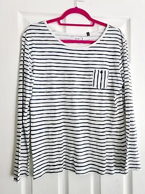 Buy Seasalt Ahoy There White & Blue Stripe Cotton Jersey Top Uk 14 • 12£