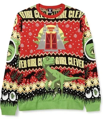 Buy XL (UK) Jurassic Park Velociraptor 'Clever Girl' Christmas Sweater Jumper • 39.99£