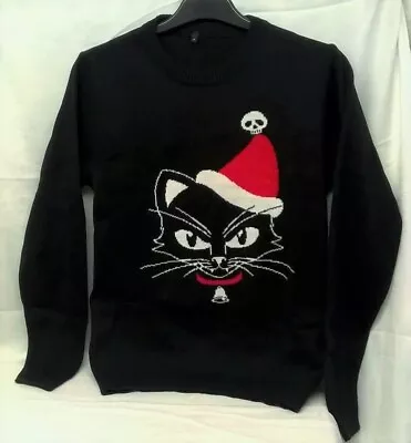Buy Alchemy Macabre Gothic Design Black Cat Christmas Jumper - Small 39  Chest • 39.99£