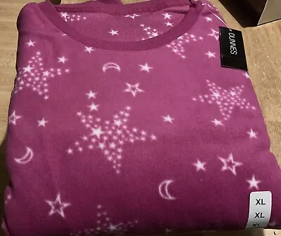 Buy New Ladies Size 20/22 Xl Burgundy Star Microfleece Pyjamas • 9.99£