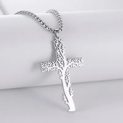Buy Cross Tree Of Life Pendant Necklace Talisman Viking Jewelry Never Fade Jewelry • 5.99£
