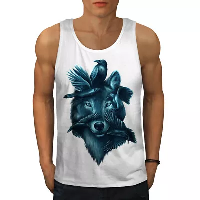 Buy Wellcoda Wolf Spirit Ghost Animal Mens Tank Top,  Active Sports Shirt • 15.99£