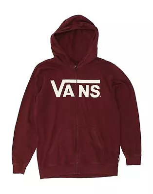 Buy VANS Mens Graphic Zip Hoodie Sweater Medium Burgundy Cotton AL09 • 21.43£