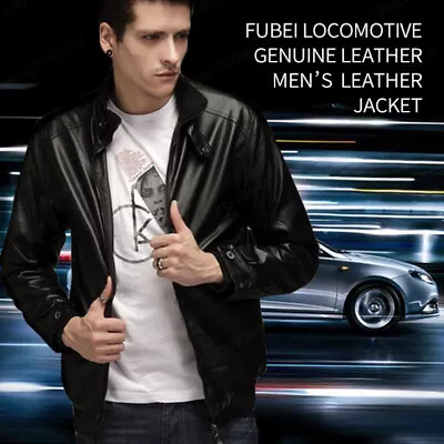 Buy Men's Fashion PU Leather Jacket Motorcycle Coat Korean Style PU Leather Jacket • 41.46£