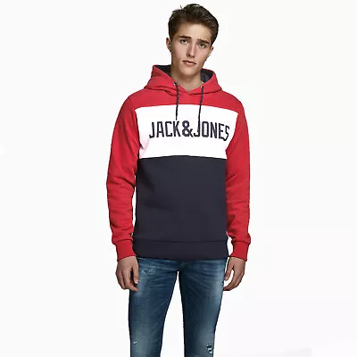 Buy Jack & Jones JJE Logo Colour Block Mens Fashion Casual Smart Hoodie (Medium) • 17.99£