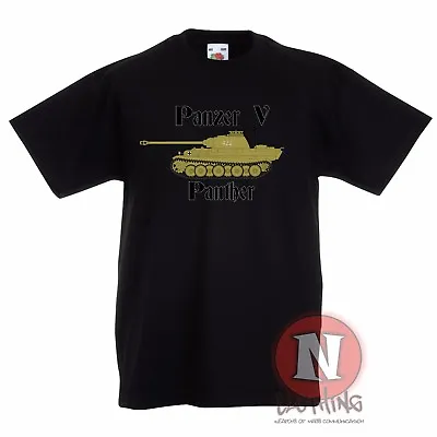 Buy Panzer 5 Panther World War 2 Childrens Tank T-shirt Ww2 Of Tanks Thunder Printed • 9.99£