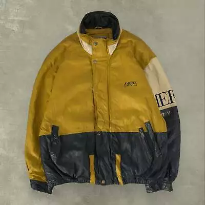 Buy Perry Ellis Vintage Leather Jacket 2XL Men's Yellow • 100£