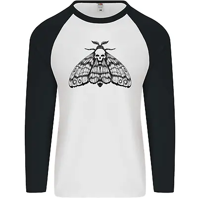 Buy A Gothic Moth Skull Mens L/S Baseball T-Shirt • 9.99£