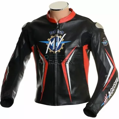 Buy MV AGUSTA Sports Red Black Genuine Leather Motorcycle Biker Jacket EU54 42  BNWT • 175£