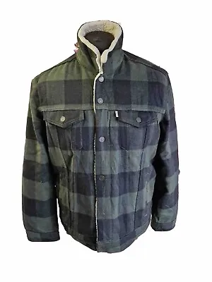 Buy Levi’s Black Denim Sherpa Lined Chore Jacket Mens Size XL Extra Large (H42) • 29.99£