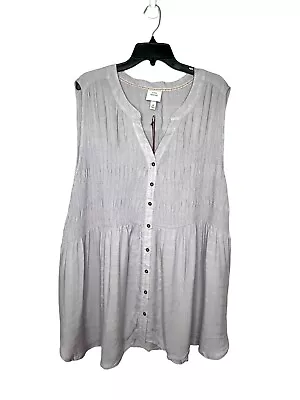 Buy Knox Rose Womens Tunic Top Sleeveless Button Front Peasant Boho Lavender 4X NWT • 17.05£