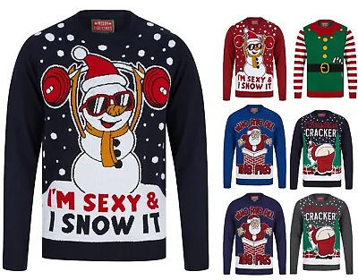 Buy Mens Christmas Jumper Funny Novelty Xmas Pullover Sweater Knitted Santa Reindeer • 16.99£