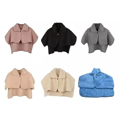 Buy Women's Winter Shawl Wrap, Shoulder Cape Poncho, Thermal Fleece Shawl Neck • 18£