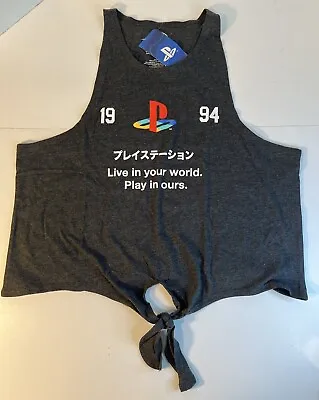 Buy Sony PlayStation Live In Your World Play In Ours Tie Front Tank Top Shirt NWT XL • 8.67£