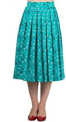 Buy Dancing Days By Banned Apparel Teal Cat Skirt - Size S • 31.31£