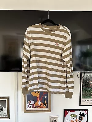 Buy Dickies Long Sleeve T Shirt - Striped White Beige - Large • 15£