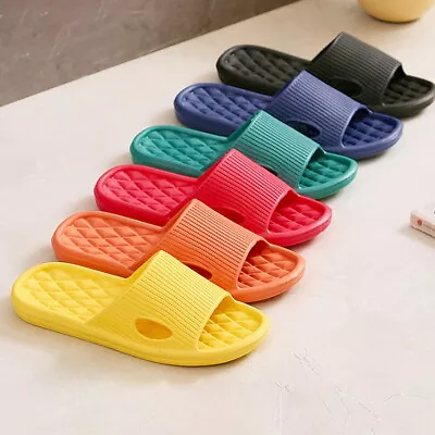 Buy Men Women Slippers Sandals Beach Bath Shower Slippers Indoor Soft Non-Slip Shoes • 5.69£