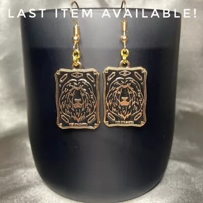 Buy Handmade Gold Black Strength Lion Tarot Card Earrings Gothic Gift Jewellery • 4.50£