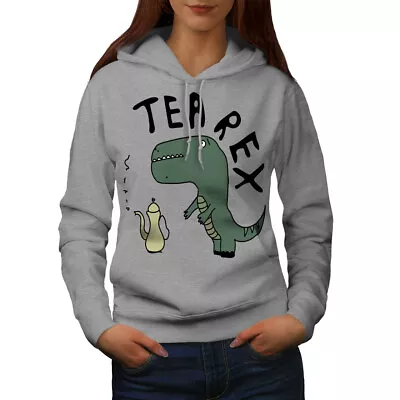 Buy Wellcoda Dinosaur Tea Rex Womens Hoodie, Funny Casual Hooded Sweatshirt • 28.99£