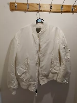 Buy Alpha Industries Ma1 Made In Usa Vintage? White L Fits Small • 50£