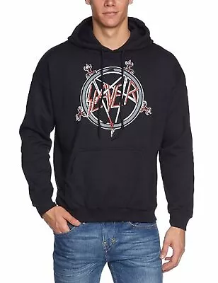 Buy Slayer Pentagram Mens Black Pullover Hoodie Official Thrash Metal Rock Band • 39.95£