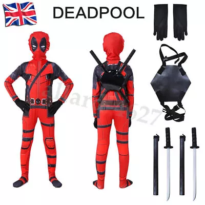 Buy Deadpool Costume Cosplay Kids Bodysuit Boy Children's Day Fancy Dress Party Xmas • 20.82£