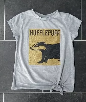 Buy TU Harry Potter Hufflepuff Grey & Gold T-shirt Size Age 10 Years • 1.50£