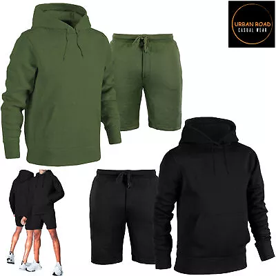 Buy Mens Tracksuit Set French Terry Casual Sport Shorts With Plain Pullover Hoody • 15.95£
