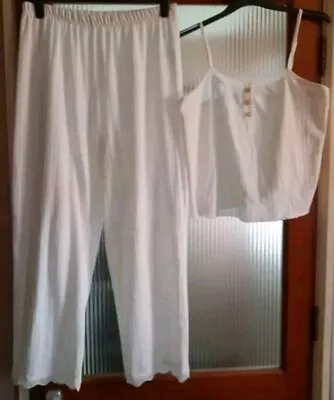 Buy Brand New White Textured Pj Lace Trim Pajama Set 16 XL • 10£