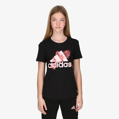 Buy Adidas Girls Tropical Logo T-Shirt / Black / RRP £16 • 7£