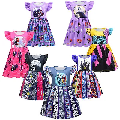 Buy Girls Nightmare Before Christmas Sally Costume Kids Halloween Party Fancy Dress • 8.07£