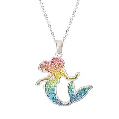 Buy Disney Princess Ariel Silver Plated Rainbow Glitter Pendant Necklace, 18'' • 38.54£