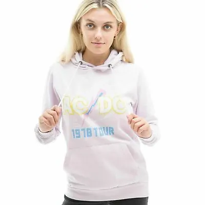 Buy Official AC/DC Ladies 1978 Tour Hoodie Pink Sizes S - XL • 24.99£