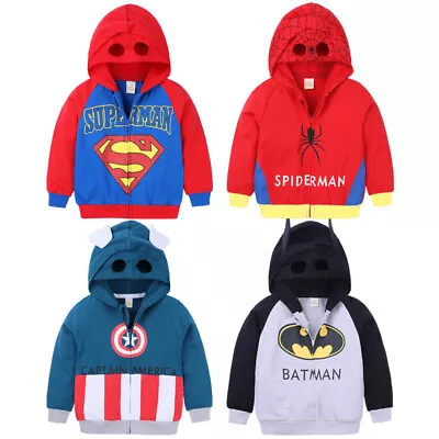 Buy Kids Boy Girl Marvel Spiderman Costume Hoodie Zip Coat Sweater Jacket Outwear • 13.49£