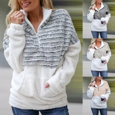 Buy Plus Size Women Teddy Bear Hoodies Jumper Tops Fleece Zipper Pockets Sweatshirt • 10.89£