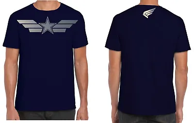 Buy Captain America Mens T Shirt Marvel Superheroe Navy Silver Logo Wings Star S-XXL • 9.98£