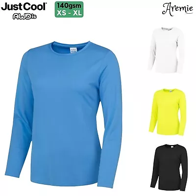 Buy AWDis Womens Long Sleeve Polyester T Shirt, Quick Dry Wicking Sports Running Top • 12.99£