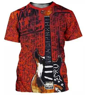 Buy STEVIE RAY VAUGHAN SRV Fender Stratocaster Guitar Mens T-Shirt Brick Red SIZE XL • 18.95£
