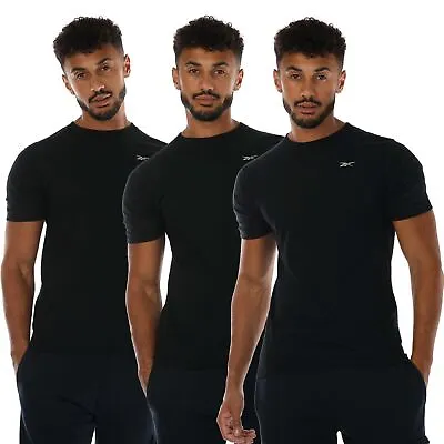 Buy Men's Reebok Santo 3 Pack Crew Short Sleeve Regular Fit T-Shirts In Black • 21.84£