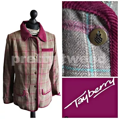 Buy Ladies Tayberry Tweed Field Coat Burgundy Wool Country Jacket Fieldcoat Size 12 • 54£