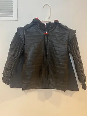 Buy Disney Store Star Wars Black Kylo Ren Hooded Faux Leather Bomber Jacket Size 5/6 • 19.29£