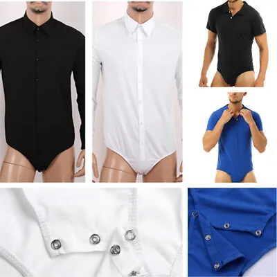 Buy Men One Piece Shirt Tops Bodysuit Long Sleeves Leotard Casual Leotard Underwear • 15.54£
