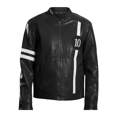 Buy Mens Black Slim Fit Leather Jacket • 29.88£
