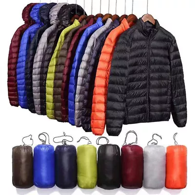 Buy Men Jacket New Lightweight Hooded Men Short Large Size Winter Dress Stand AF • 13.99£