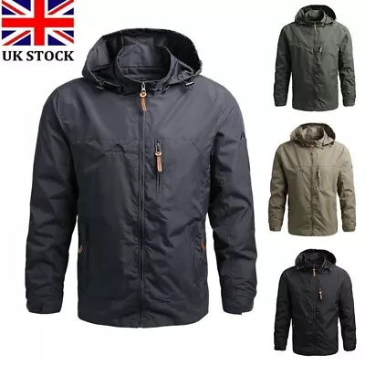 Buy Men Outdoor Waterproof Jacket Breathable Hooded Jacket Tactical Windbreaker Coat • 17.82£