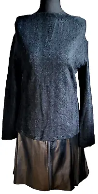 Buy Jumper Dress L Attached Jumper And Pu Zip Skirt Wool Mix Slash Neck Alternative • 14.26£