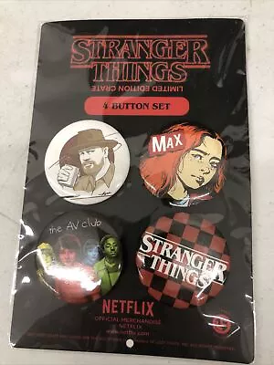 Buy Stranger Things Limited Edition Crate Netflix Official Merch. 4 Button Set NEW • 9.72£